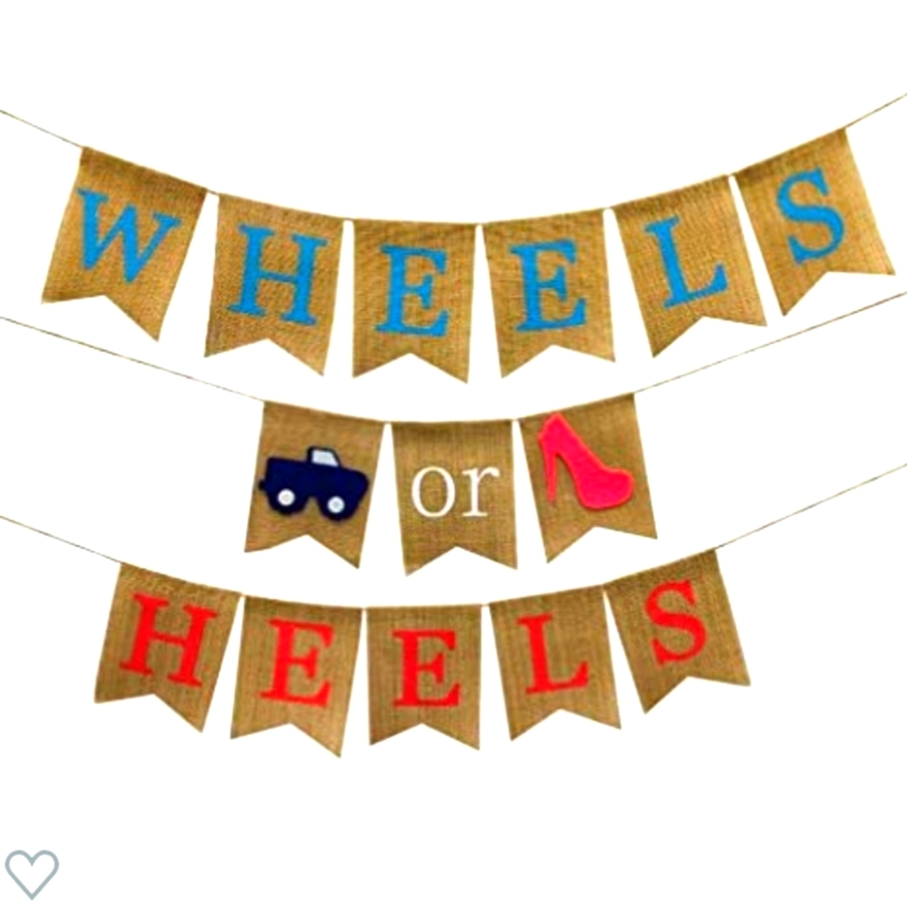 Wheels or Heels Burlap Hanging Sign